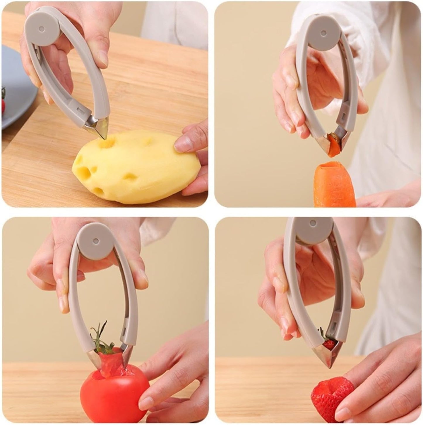Pineapple Corer & Strawberry Huller Set – Stainless Steel Pineapple De-Corer Tool with Stem Remover, 2-in-1 Fruit Coring Kitchen Gadget for Quick & Easy Prep, 4.72"x1.88"x0.86" (Mix 3)