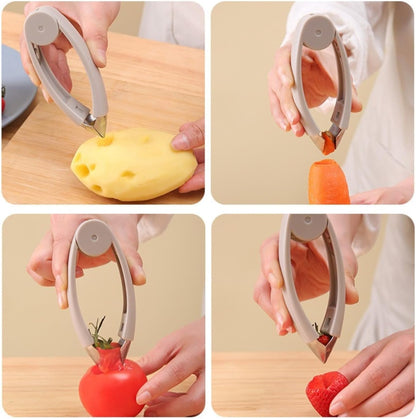 Pineapple Corer & Strawberry Huller Set – Stainless Steel Pineapple De-Corer Tool with Stem Remover, 2-in-1 Fruit Coring Kitchen Gadget for Quick & Easy Prep, 4.72"x1.88"x0.86" (Mix 3)