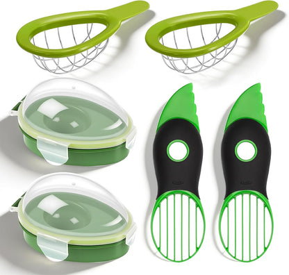 Egg Slicers, Avocado 3 Piece Set with Avocado Container, Includes Avocado Slicer and Avocado Cutter Tool, Dishwasher Safe for Slicing, Dicing and Keeping Avocados Fresh