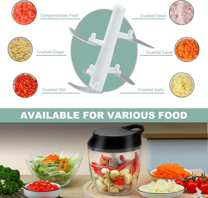 Manual Vegetable Chopper Hand String Garlic Mincer Onion Cutter Manual Food Processor for Ginger, Chili, Fruit, Meat, Nuts Food Chopper 550ml
