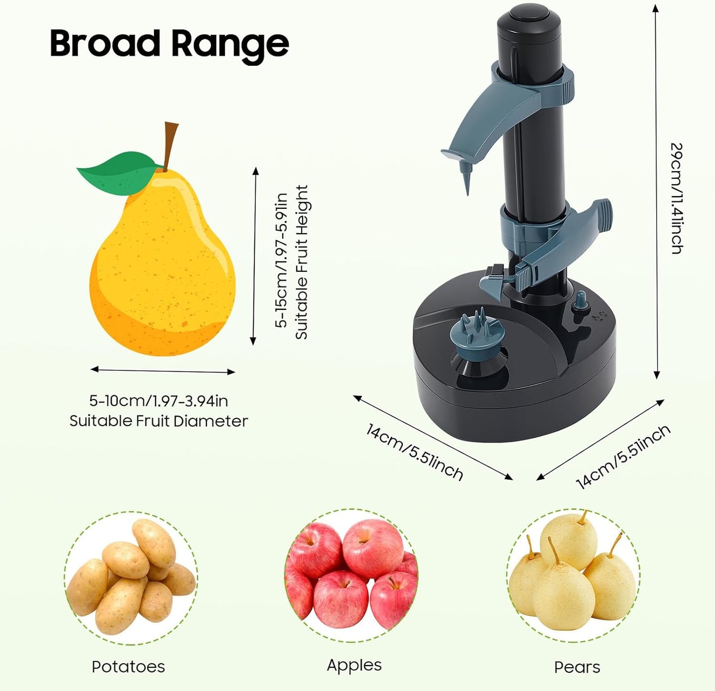 Electric Potato Peeler Machine with 2 Spare Blades, Automatic Potato Peeler Stainless Steel Swivel Vegetable Fruits Fruit Potato Peeler, Apple Paring Machine Kitchen Peeling Tool