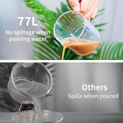 77L Glass Measuring Cup, [Insulated handle, V-Shaped Spout], High Borosilicate Glass Measuring Cup for Kitchen or Restaurant, Easy To Read, 500 ML (0.5 Liter, 2 Cup)