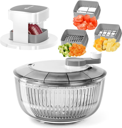 KEOUKE Manual Salad Spinner - Hand-Crank Vegetable & Lettuce Dryer for Washing, Spinning, and Draining Greens, Fruits, and Vegetables - Food-Grade Material, Easy-Clean Detachable Parts 4.2Qt.