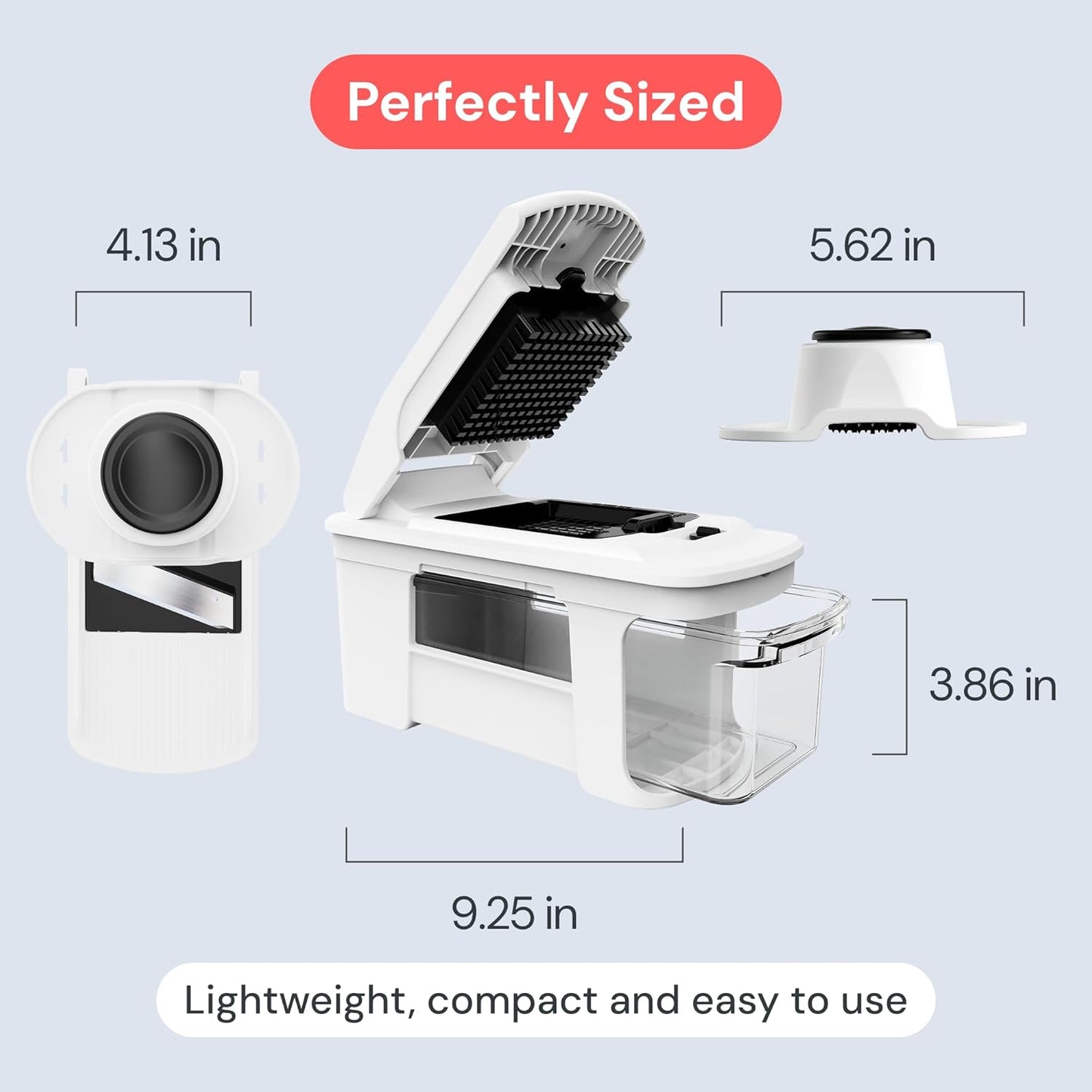 Fullstar XL Vegetable Chopper & Mandoline Slicer – Vegetable, Onion, Potato, Food, Veggie & Fruit Slicer, Dicer & Spiralizer with Pull-Out Catch Tray, Kitchen Gadgets & Gifts (6 in 1, Black/White)