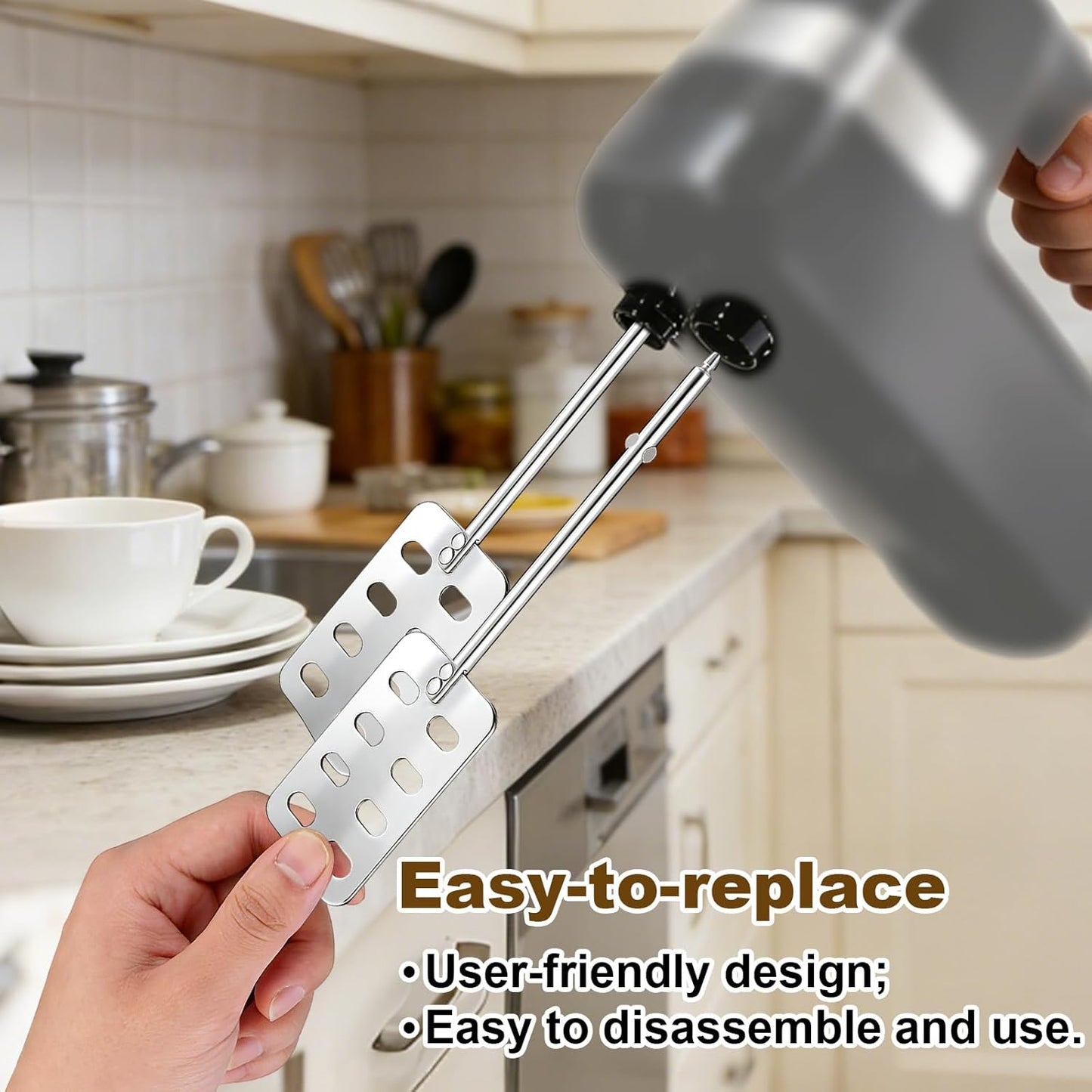 2pcs Hand Mixer Beaters Attachments Compatible with BLACK & DECKER, Universal Stainless Steel Electric Hand Mixer Whisk Replacement for Cooking and Baking