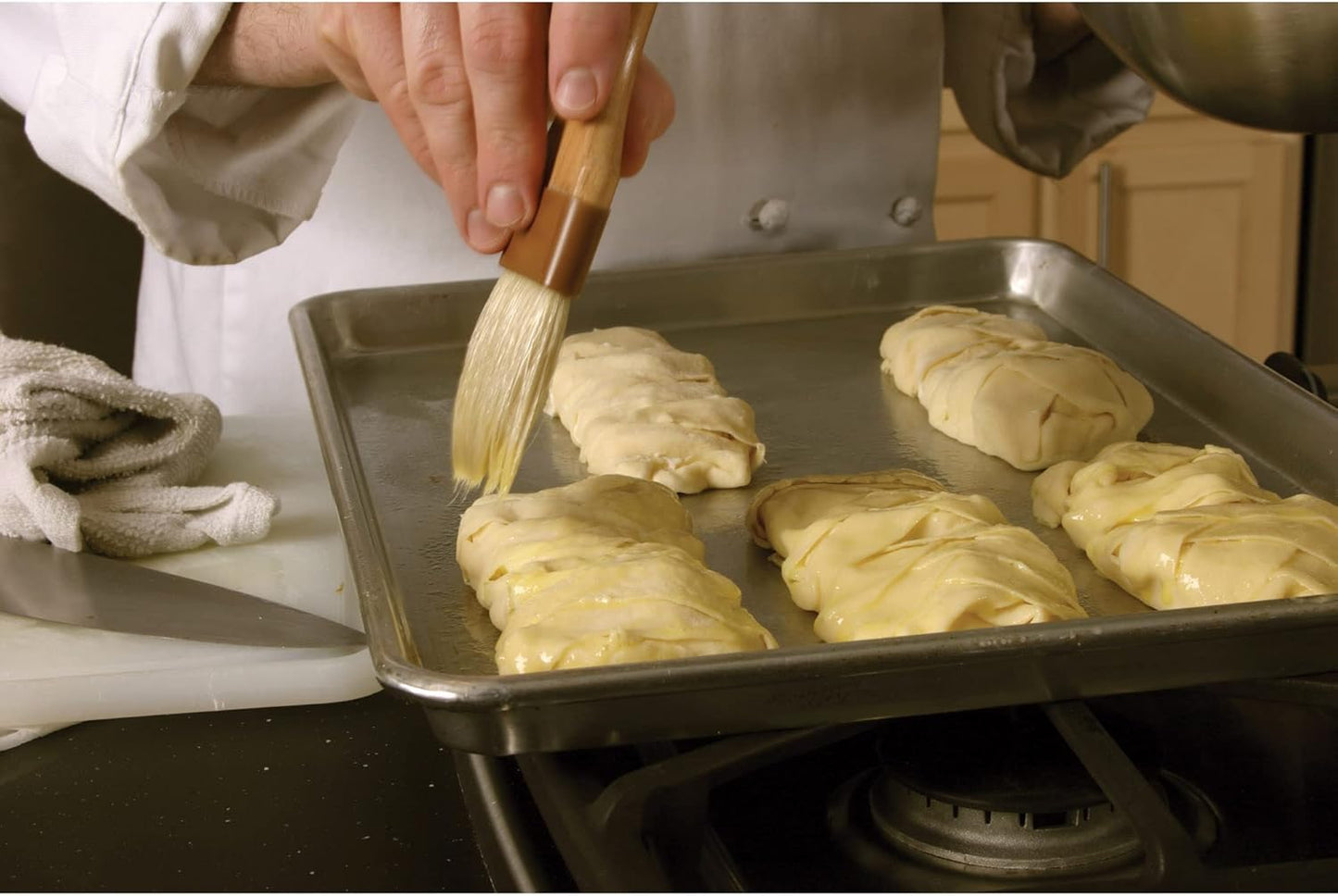 Mrs. Anderson's Baking Solid-Ferrule Natural Boar Bristles Pastry Basting Brush, 2" x 8.25"