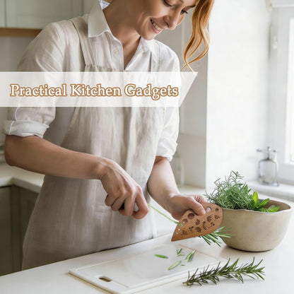 Premium Herb Stripper, Wooden Herb Stripper Tool 8 Holes, Kitchen Herbs Leaf Stripping Tool Leaf Peeler for Collard Green Thyme Basil Rosemary Stripper Practical Kitchen Tools