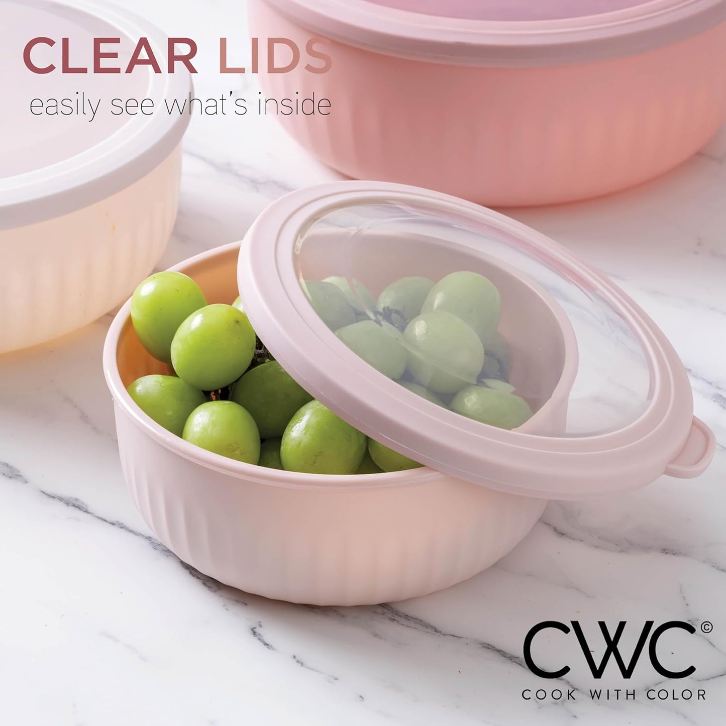 COOK WITH COLOR Prep Bowls with Lids- Wide and Deep Nesting Plastic Small Mixing Bowl Set with Lids, 8 Piece Set - Wide Bowls, Blue