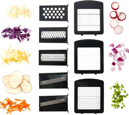 MlU 11-Piece Vegetable Chopper & Slicer Set with 5 Blades & Spiralizer