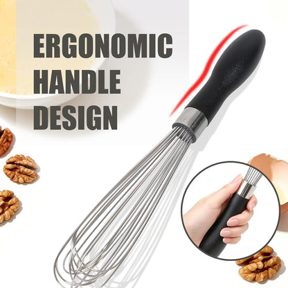 Kamehame French Whisk Set, 9” and 11" Whisk, 304 Stainless Steel Wire Whisk Set for Cooking, Baking