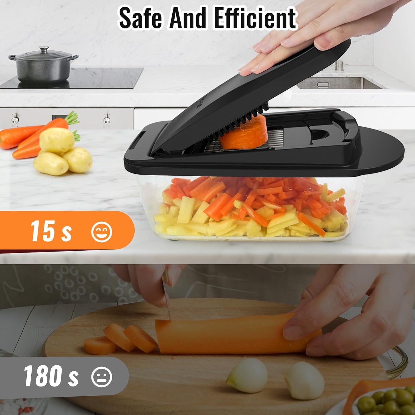 12 Blade All-in-1 Vegetable Chopper Mandoline Slicer with Container, Spiralizer with Containers, Food Chopper, Onion Chopper, Veggie Cutter for Salad, Kitchen Gadgets Accessories Essentials, White