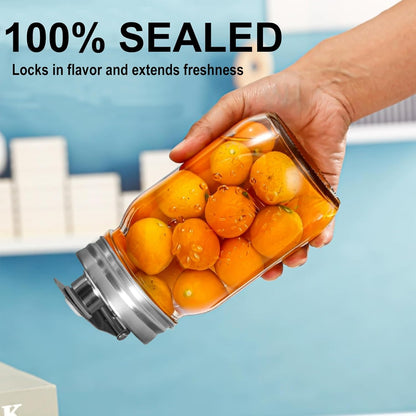 2 Pack Wide Mouth Mason Jar Stainless Steel Pour Spout Lid, Reusable Mason Jar Lids, for 86MM Ball Wide Mouth Mason Jars, Leak Proof Seal, for Drinking Salad Dressing & Food Storing