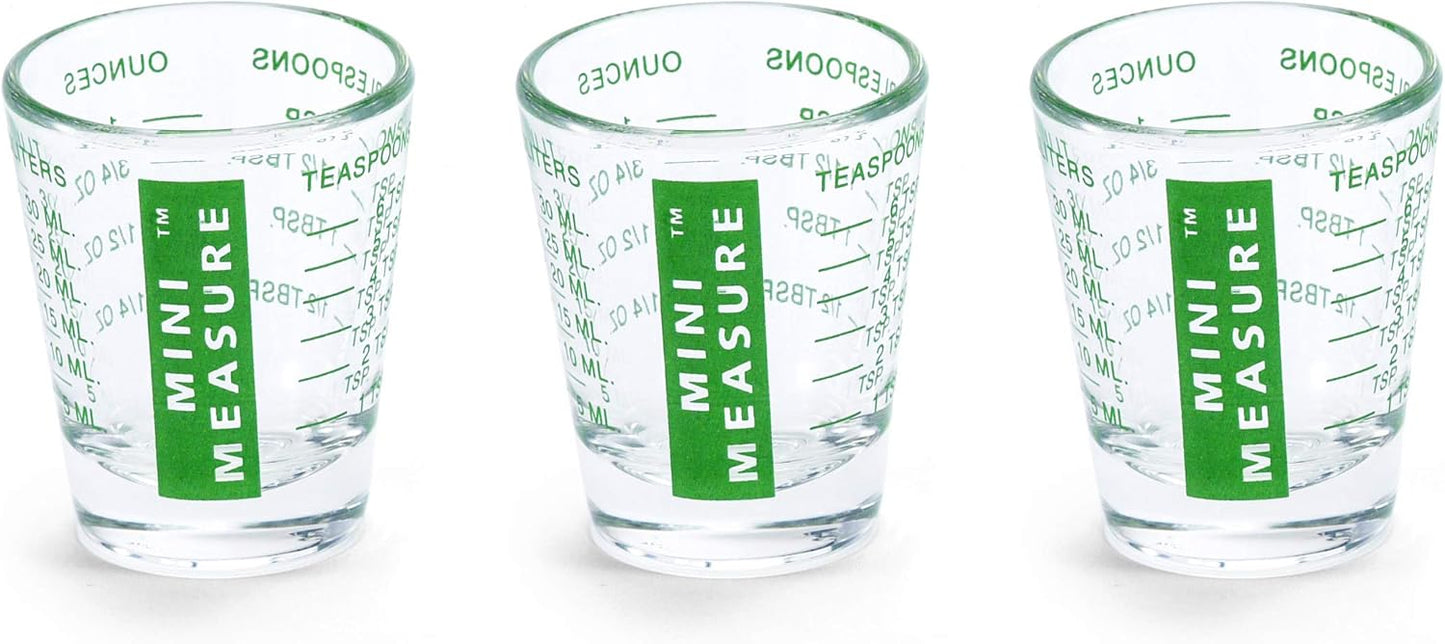 Kolder Mini Measure Heavy Glass, 20-Incremental Measurements Multi-Purpose Liquid and Dry Measuring Shot Glass, White