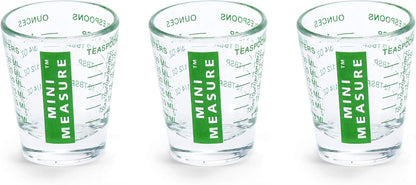 Kolder Mini Measure Heavy Glass, 20-Incremental Measurements Multi-Purpose Liquid and Dry Measuring Shot Glass, White