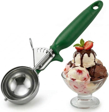 Alegacy Ice Cream Scoop Disher 7/8 oz – Stainless Steel Commercial Ice Cream Scooper with Ergonomic Black Handle – Heavy Duty Trigger Release Portion Scoop for Ice Cream, Gelato | AL13040
