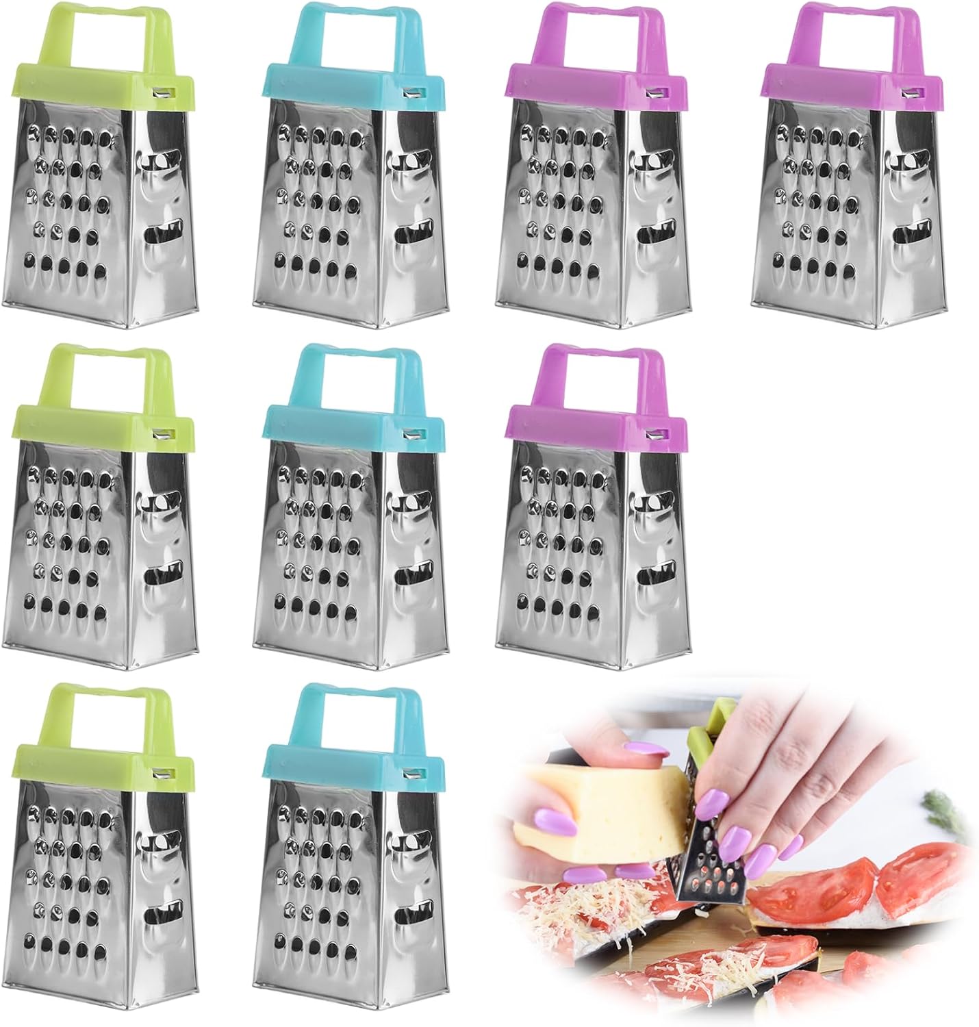 9PC Mini Cheese Grater, Box Grater and Multi Functional Vegetable Slicer for Vegetable Grater Food Shredder Lemon Zester Kitchen Small Graters, Kitchen Tools for Cheese Gingers Potatoes