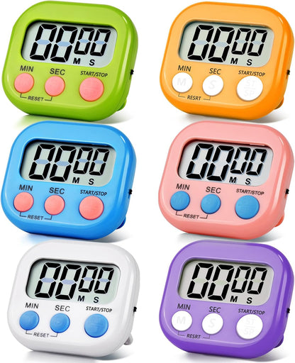 4 Pack Digital Kitchen Timer Magnetic Digital Timer with Big Display Loud Ring Cooking Timers for Cooking, Game, Gym, Break Time, Classroom(4, Pink, Green, Orange, White)