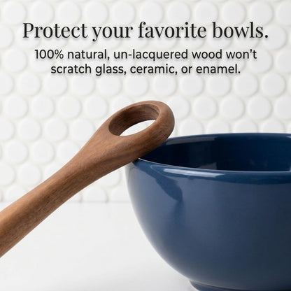 Salt & York Danish Dough Whisk, Acacia Wood Sourdough Bread Mixing Tool for Pizza Dough, Biscuits & Cake Batter, Kitchenware with Unique Wood Grain Hook, Ideal for Wedding & Housewarming Gift, 14.5 in