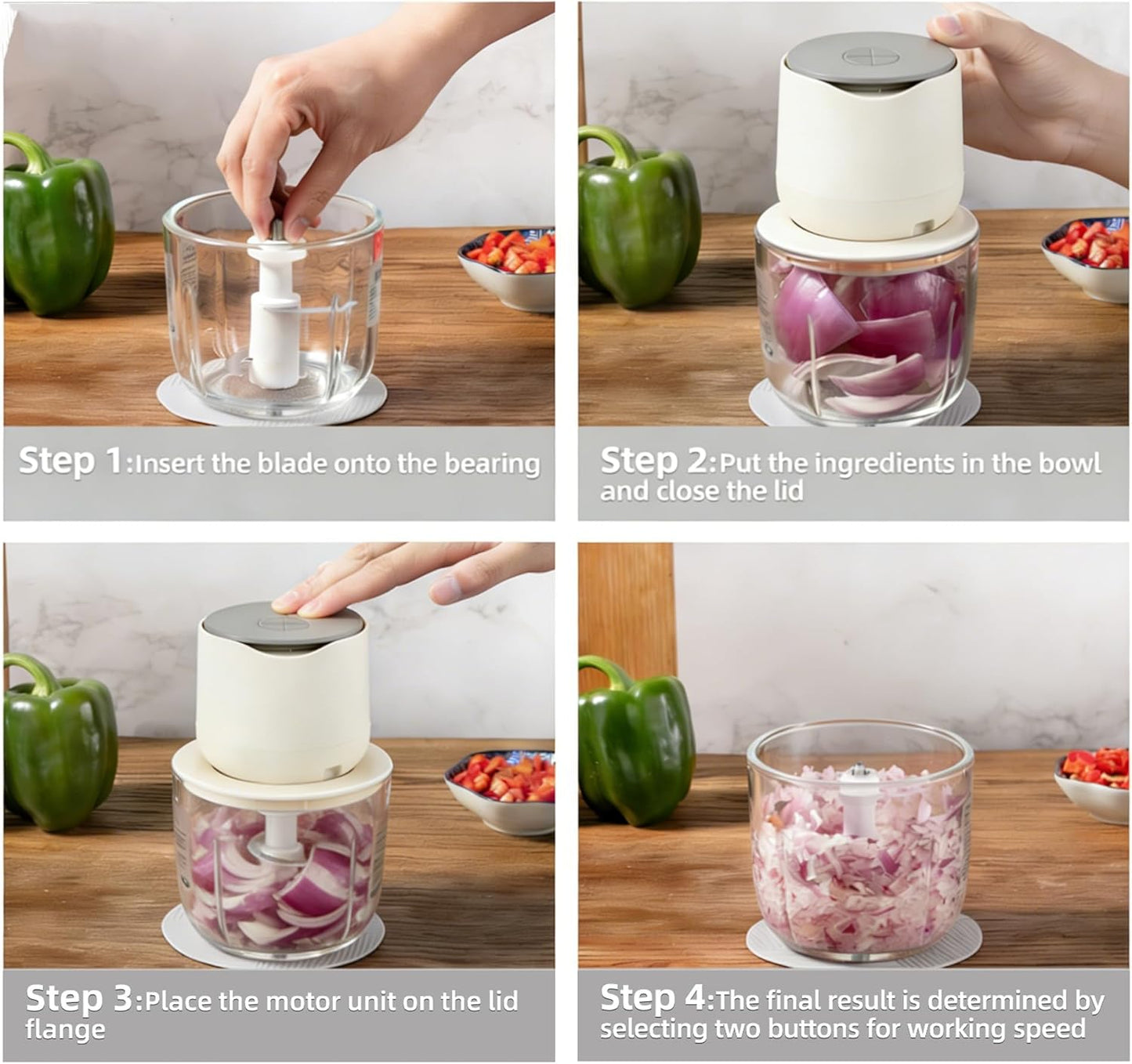 Electric Garlic Chopper, Mini Portable Veggie Chopper, 250ML Garlic Grinder Masher Onion Grinder, Blender to Vegetable, Wireless Food Processor for Ginger, Chili, Fruit, Meat, etc