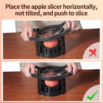 OOKUU Extra-Large Apple Slicer & Corer – 16-Blade Heavy Duty Stainless Steel Apple Cutter, Safe & Quick Apple Divider for Apples, Pears & More, with Clear Catch Bowl