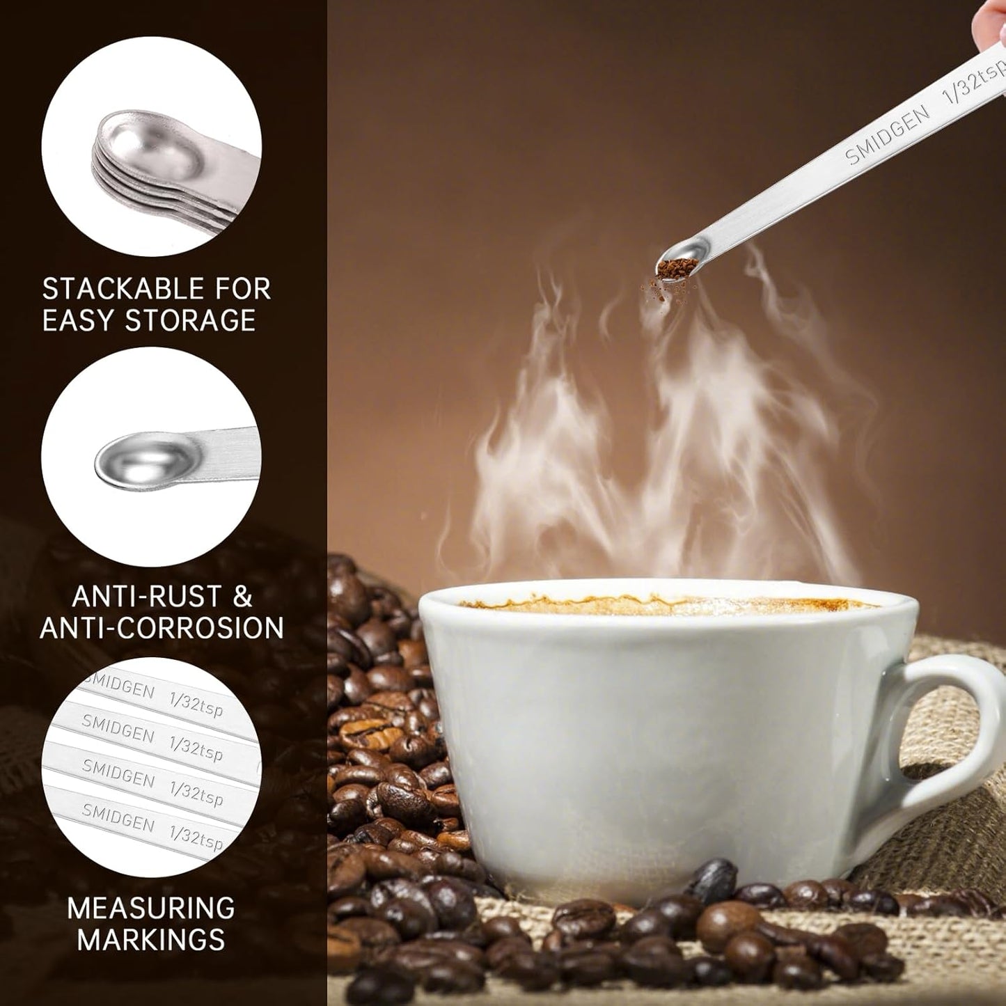 4 PCS 1/4 Teaspoon Scoop Mini Scoop Stainless Steel Mini Spoon Coffee Scoops Measuring Single Small 1/4 Teaspoon Measuring Spoon for Coffee, Tea (Silver)