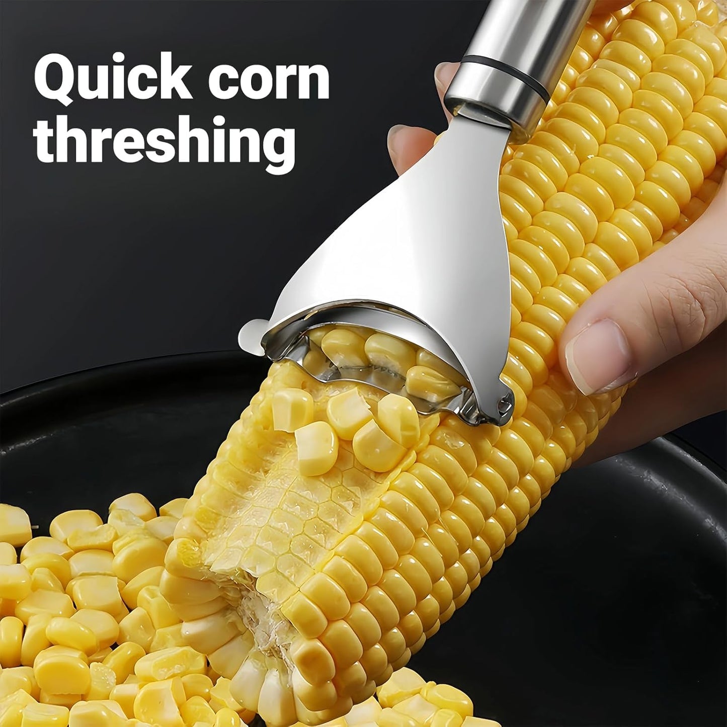 2 Pcs Stainless Steel Corn Peeler and Holder Set – Use Together for Safer Grip and Hand Protection, Easy Corn on the Cob Tool