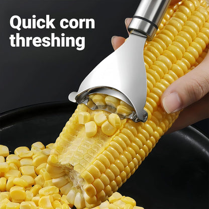 2 Pcs Stainless Steel Corn Peeler and Holder Set – Use Together for Safer Grip and Hand Protection, Easy Corn on the Cob Tool