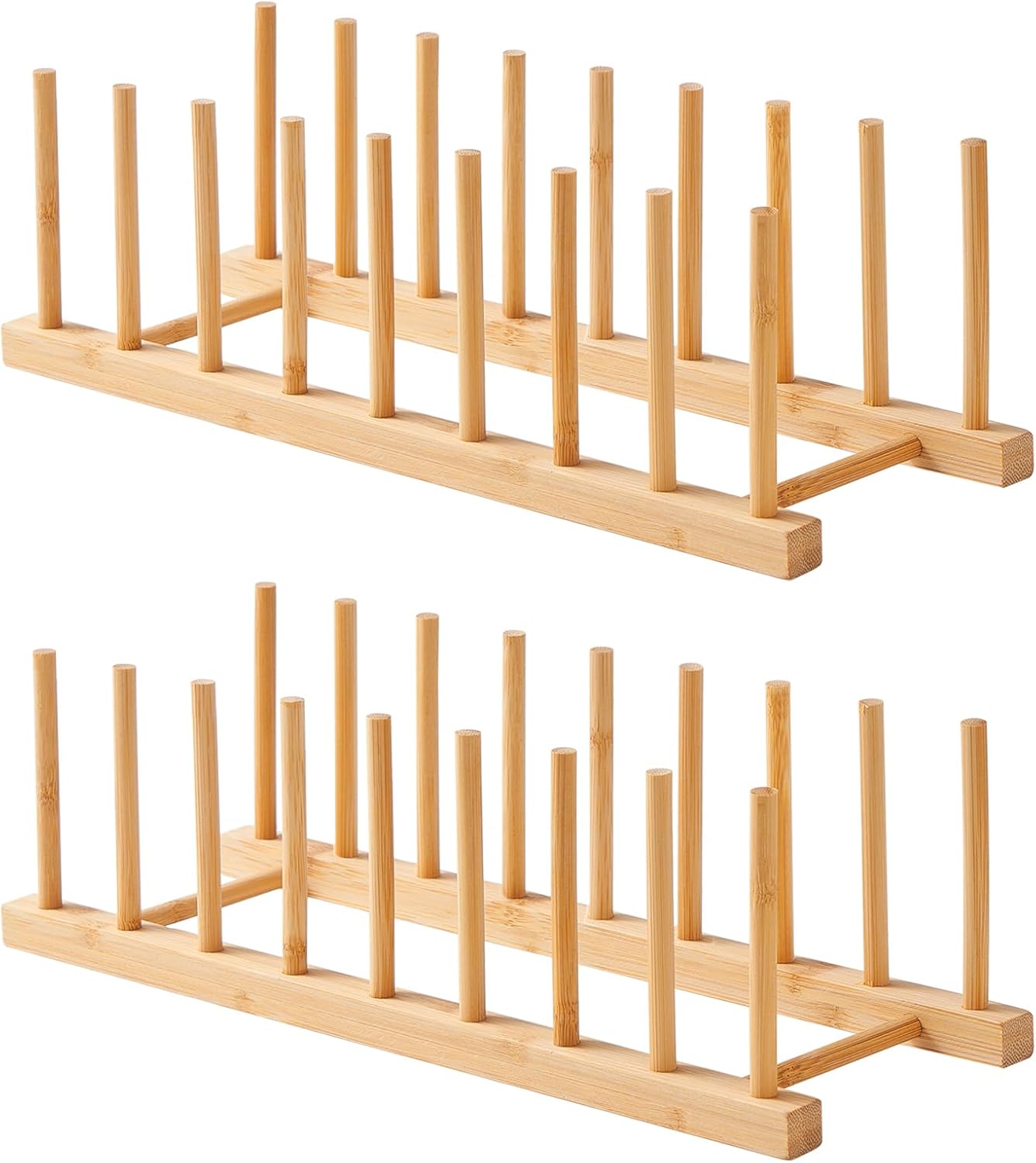 Bamboo Dish Dying Rack - Pot Lid Plate Organizer Holder for Cabinet - Cutting Board Organizer-Plate Rack for Dish, Pot Lid, Bowl, Cup, Cutting Board