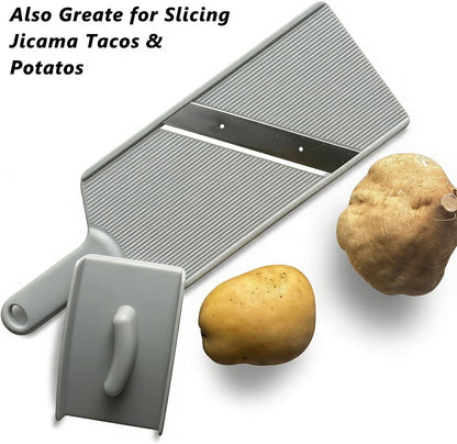 Fixed Thickness Vegetable Slicer – Ultra-Thin Cabbage Shredder for Salads, Jicama Tacos, Onion, Potato Chips – Fine Fluffy Cuts Mandoline Kitchen Tool