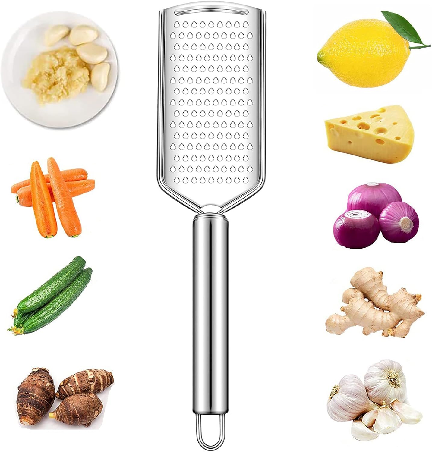 Handheld Cheese Grater, Cheese Zester Stainless Steel, Lemon Zesters, Kitchen Vegetable Peeler, Food Zesters Grater Slicer for Ginger Garlic Chocolate Fruits, Zester Graters with Handle