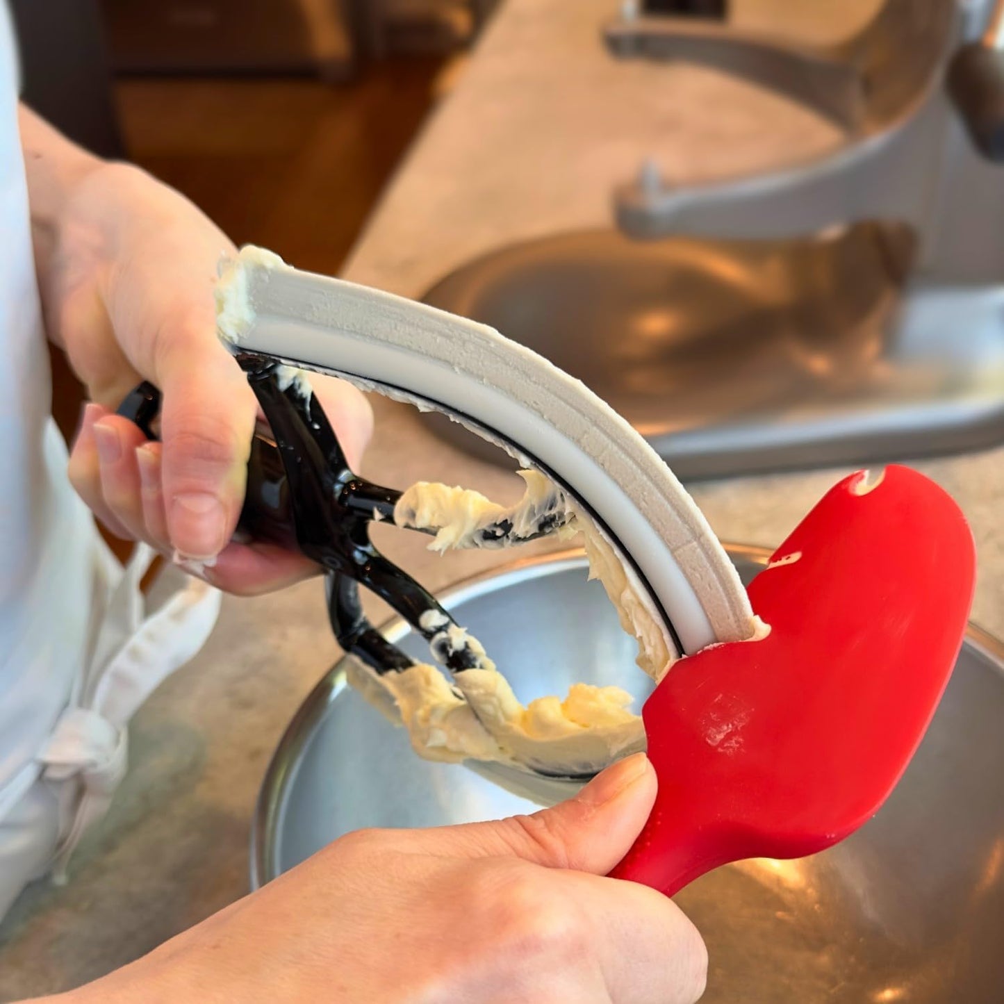 Silicone Spatula ONE Mixer Beater Scraper and Spatula, Cherry Red
