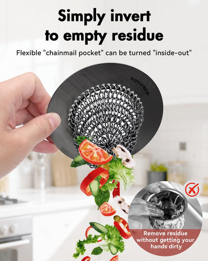 Wokdada Sink Drain Strainer, Reversible No Clog Mesh Kitchen Sink Drain Strainer, 304 Stainless Steel & Rust-Proof/Masterfully Handcrafted, Easy Clean, Dishwasher Safe, Fits Standard Sink Drain