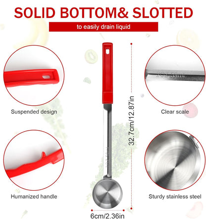 1 Ounce Solid Stainless Steel Portion Control Ladle Spoon - 2Pcs Pizza Sauce Serving Spoons Portion Ladle for Sauces, Perfect for Weight Watchers, Buffets, Parties