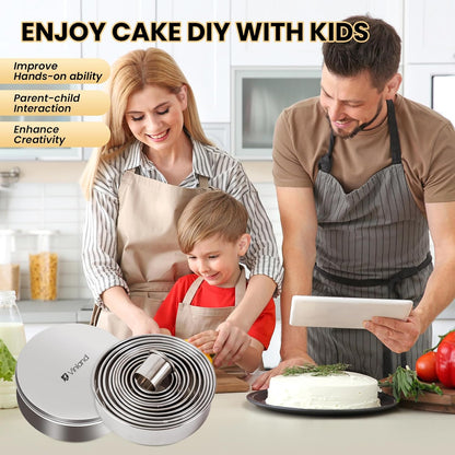 12 Pcs 304 Stainless Steel Biscuit Cutter Set - Round Cookie Cutters for Baking (1/2/3/4/5'') with Storage Box, Dough Pastry Cake Circle Cutting Ring Molds, Non-Rust, Dishwasher Safe & 1.5‘’ High