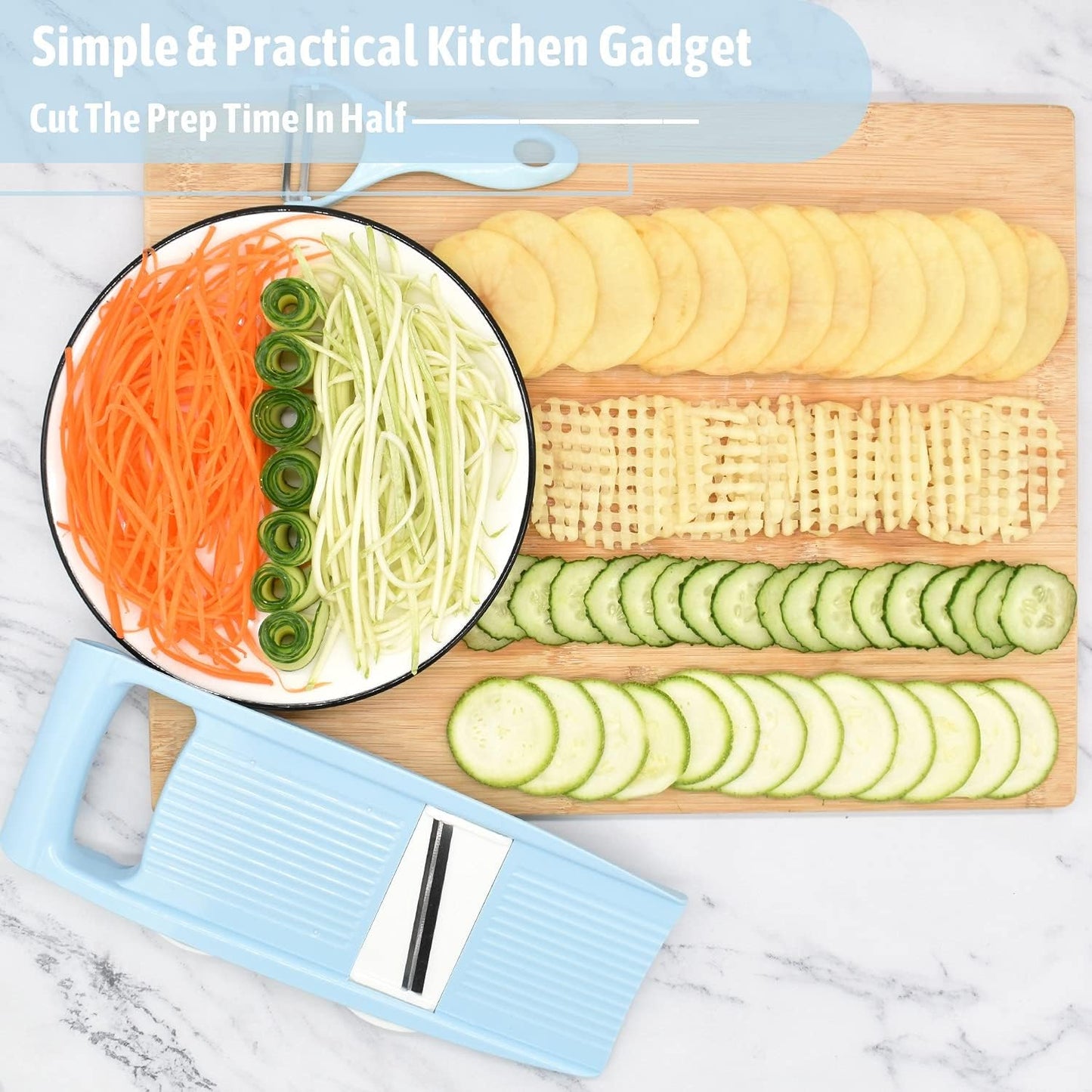 NACOLUS 5 in 1 Mandoline Slicer Vegetable Slicer Mandolin Multi Blade Potato Veggie Slicer Vegetable Cutter Julienne Shredder Potato Slicer Green