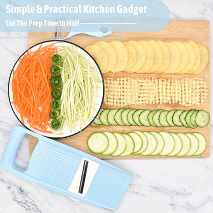 NACOLUS 5 in 1 Mandoline Slicer Vegetable Slicer Mandolin Multi Blade Potato Veggie Slicer Vegetable Cutter Julienne Shredder Potato Slicer Green
