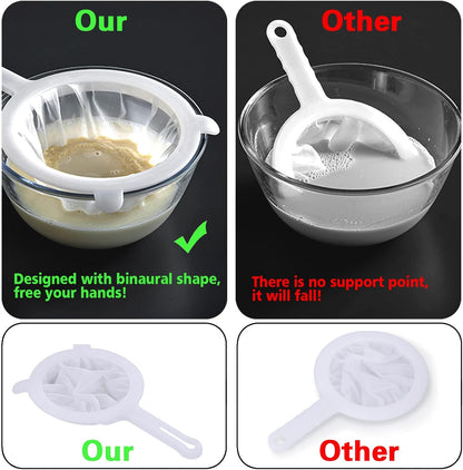 Kitchen Ultra-Fine Nylon Mesh Strainer Food Yogurt Mesh Sieve Plastic Mesh Colander with Handle Mini Brine Shrimp Separation Net for Filtering Juice Juice Milk Honey (100Mesh)