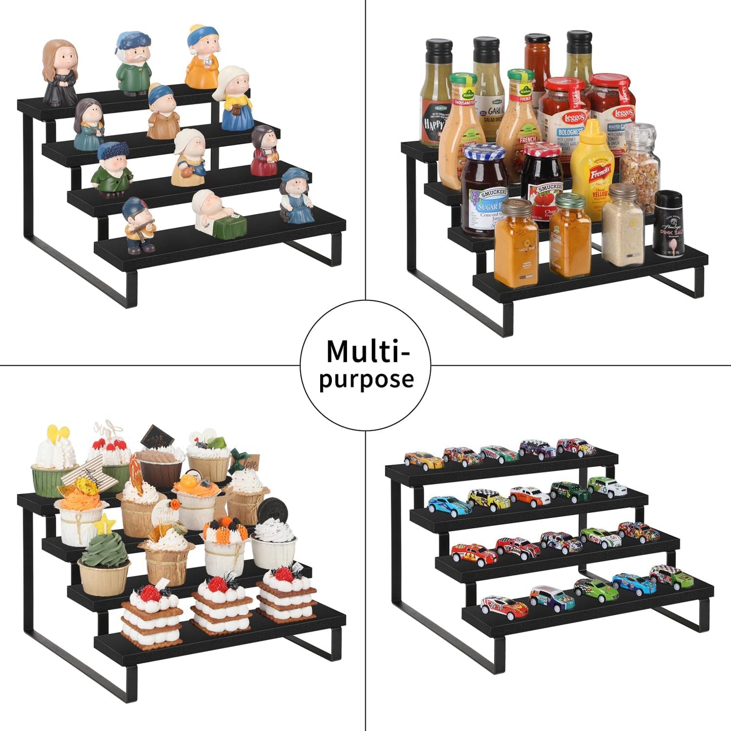 YINMIT Wooden Display Riser Stand, Tiered Perfume and Cologne Organizer Stand, 4 Tier Spice Rack Organizer, Rustic Display Shelf for Candles (4 Tier)