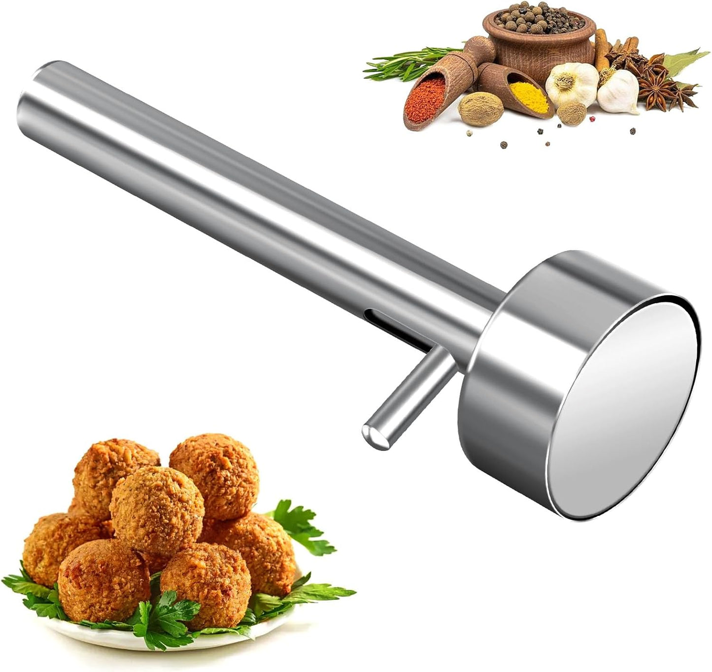 Falafel Scoop Maker, Stainless Steel Falafel Press Mold, Easy to Use and Clean, Non-Stick Meatball Press, Scoops, Middle Eastern Kitchen Tool (4cm)