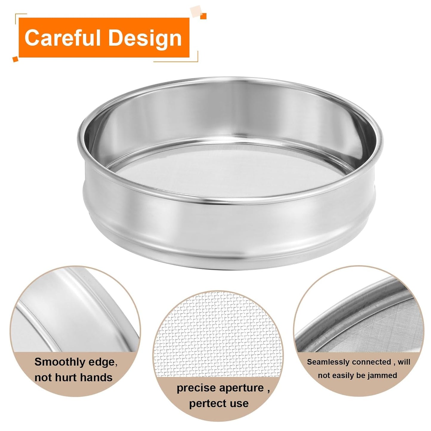 PATIKIL 10 Mesh Lab Sieve, 8" Diameter Test Sieve 304 Stainless Steel Wire Cloth (2mm) for Industrial Laboratory