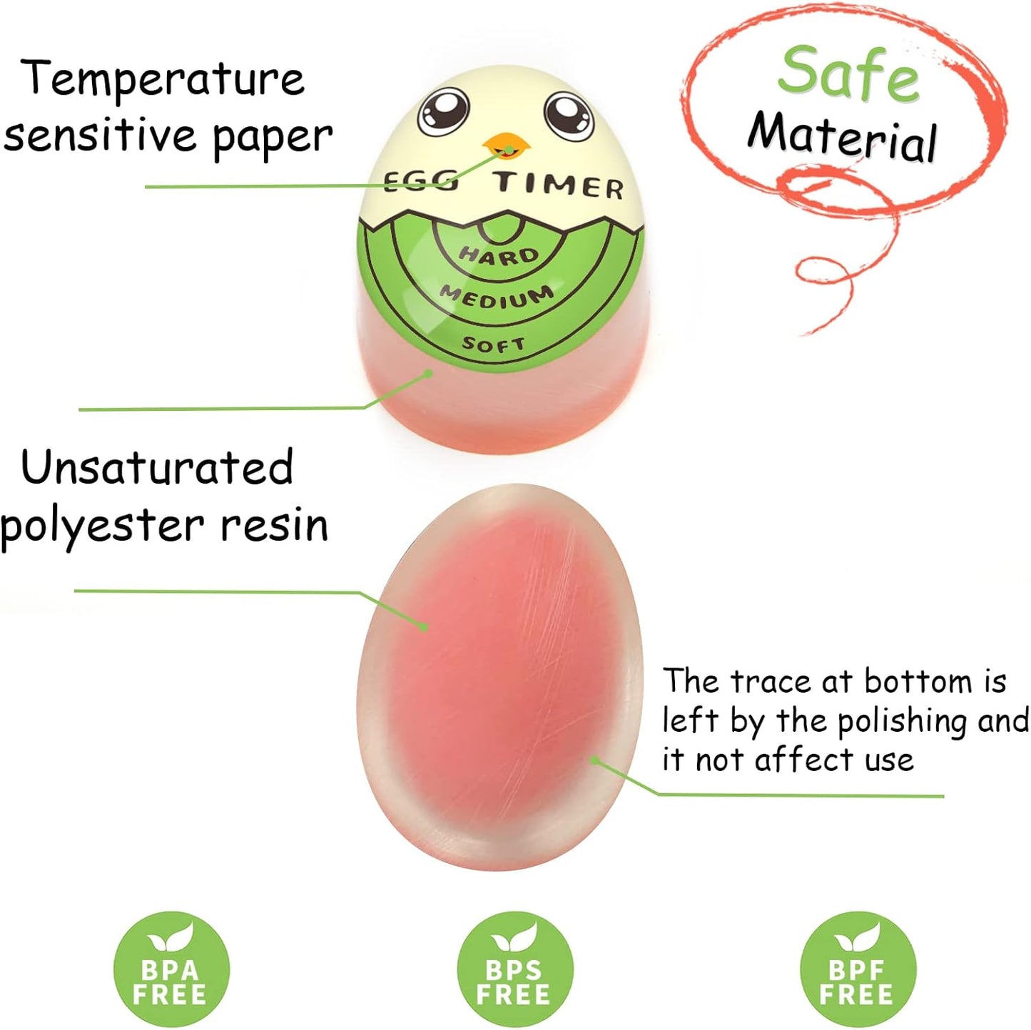 Lasubst Egg Timer for Boiling Eggs that Changes Color When Done, Tricolor