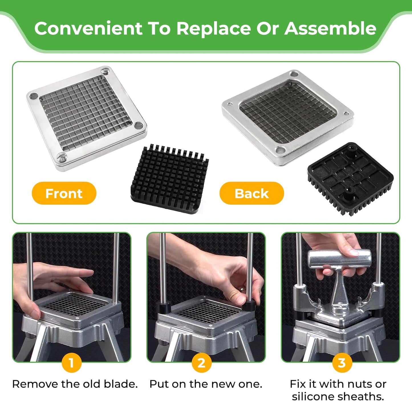 Replacement Chopper Blade Commercial Vegetable Chopper Dicer Stainless Steel Blade for Fruit Cutting Machine Tomato French Fries Cutter (3/8″ Blade)