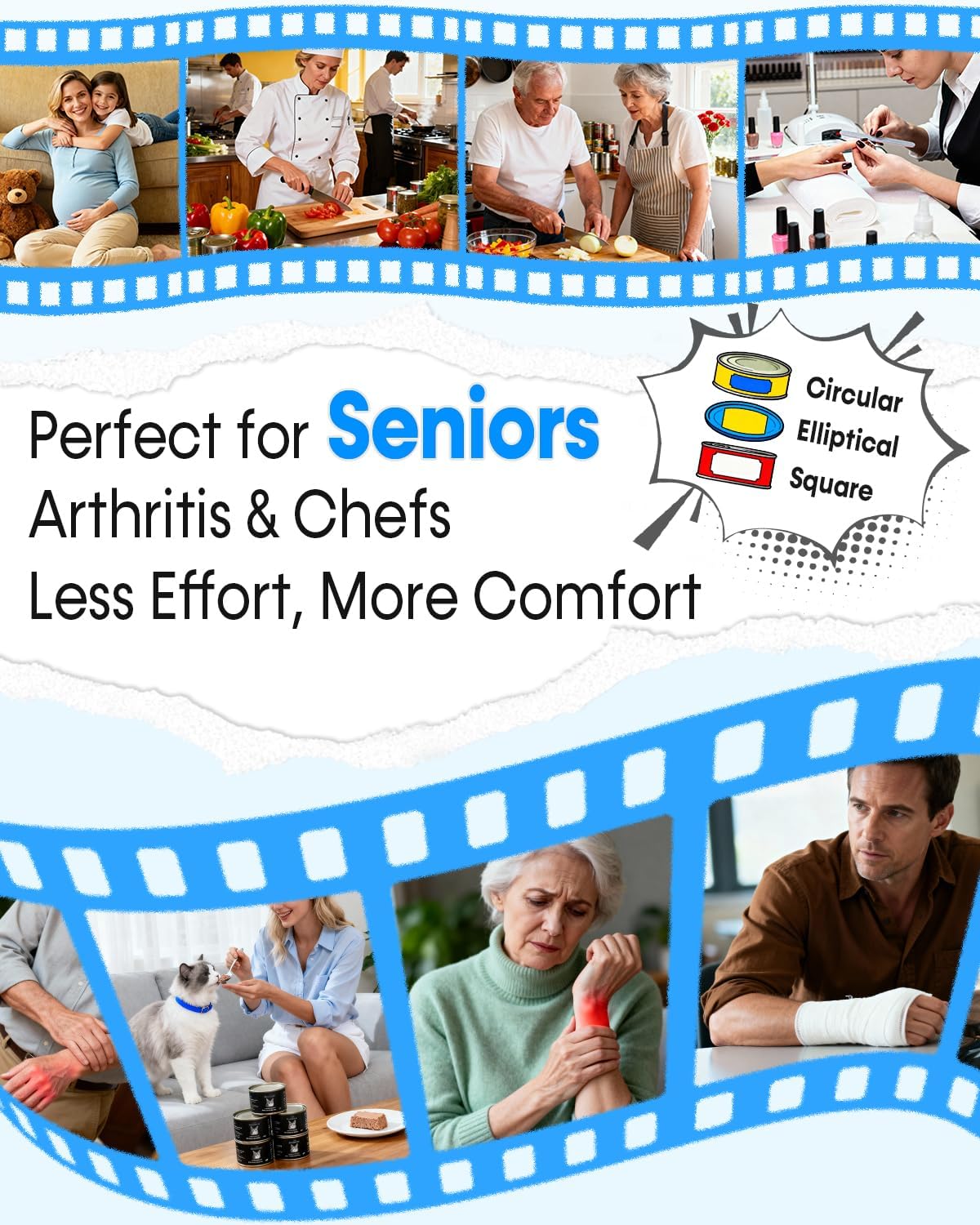 Seniors Arthritis Electric Can Opener: Battery Operated, Hands free, Cordless, One Touch, Easy to Clean - Automatic Can Opener Smooth Edge with Powerful Motor for Kitchen by Befumly