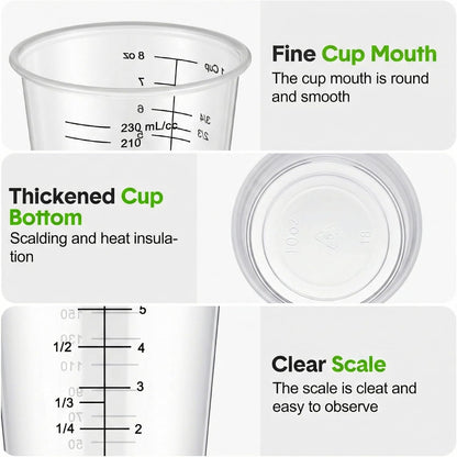 Yunsailing 100 Pack Disposable Measuring Cups for Resin 8 oz Clear Plastic Epoxy Reusable Liquid Mixing Cups for Cooking and Baking Supplies