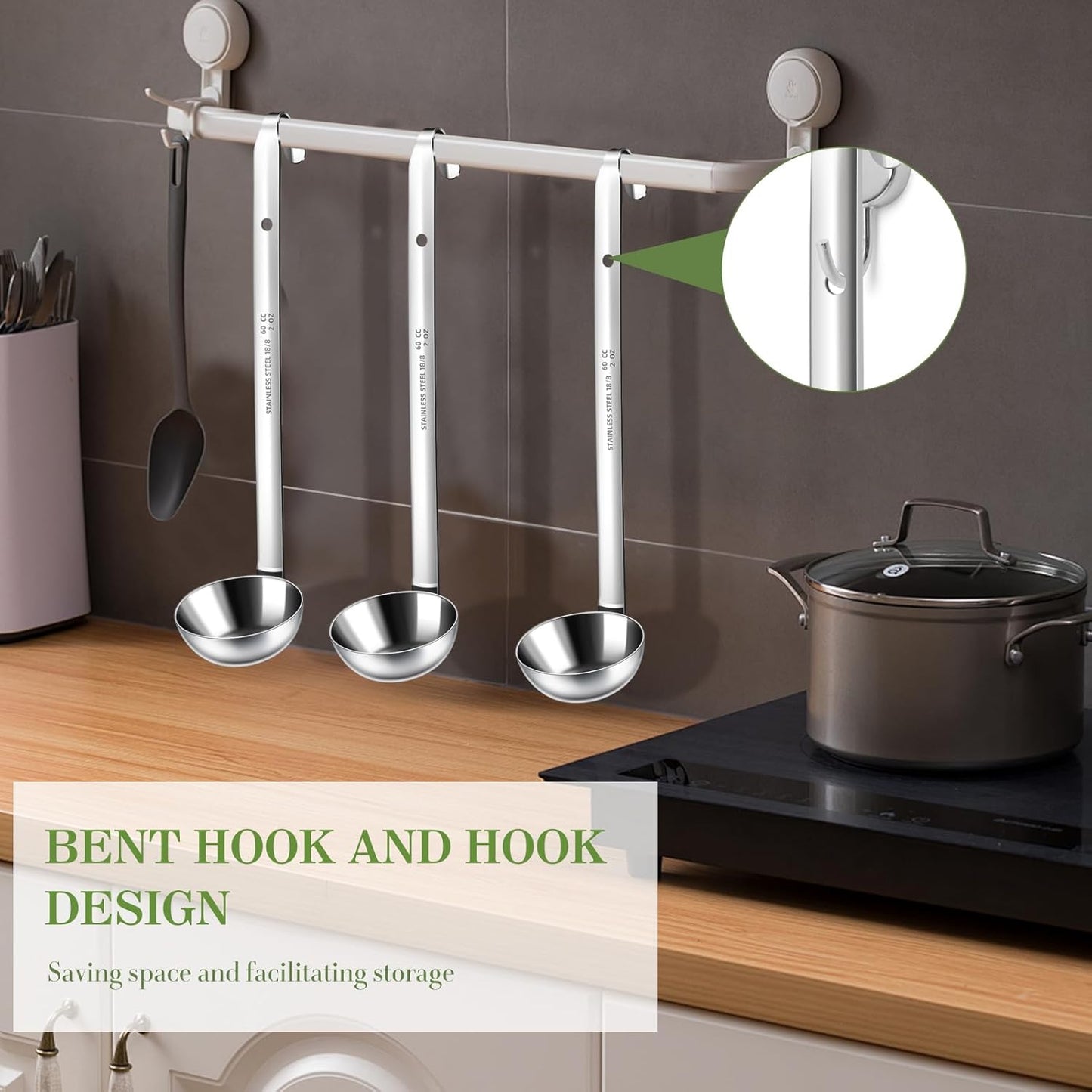 8pcs Stainless Steel Ladle 2 Oz Soup Ladle 10" long Spoon Heavy-Duty Metal Spoon Sets big spoons for cooking Serving Soups, Gravy, Portioning, Stirring