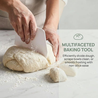 3-Piece Trapezoidal Plastic Scraper, Multi-Function Kitchen Tool, Bench Scraper, Dough Scraper, for Kitchen Restaurant, Flat Top Griddle Baking, Bread, Pizza, White (6.1x4.1 Inches)