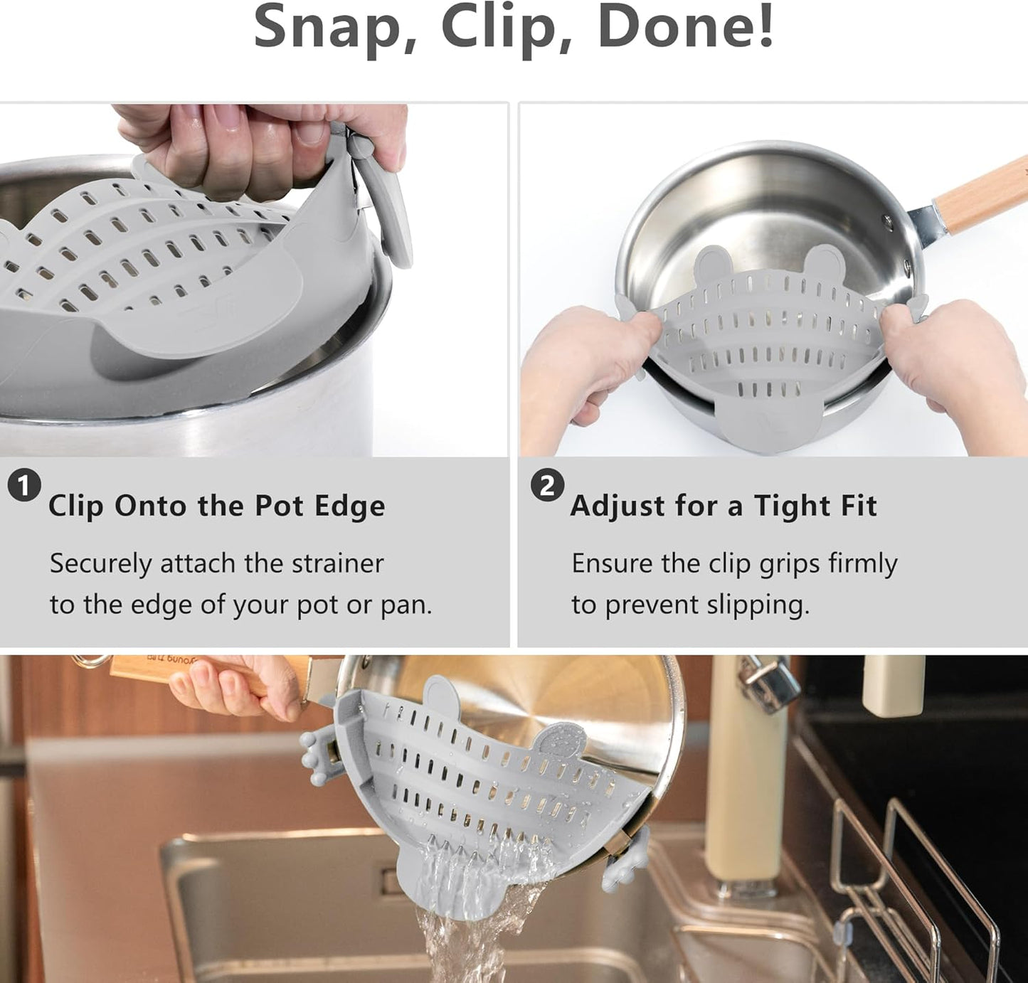 Li&Zhao Clip on Strainer - Fine Mesh Strainer Pasta Strainer Pot Strainers for Kitchen Collapsible Colander Food Strainer(Green)