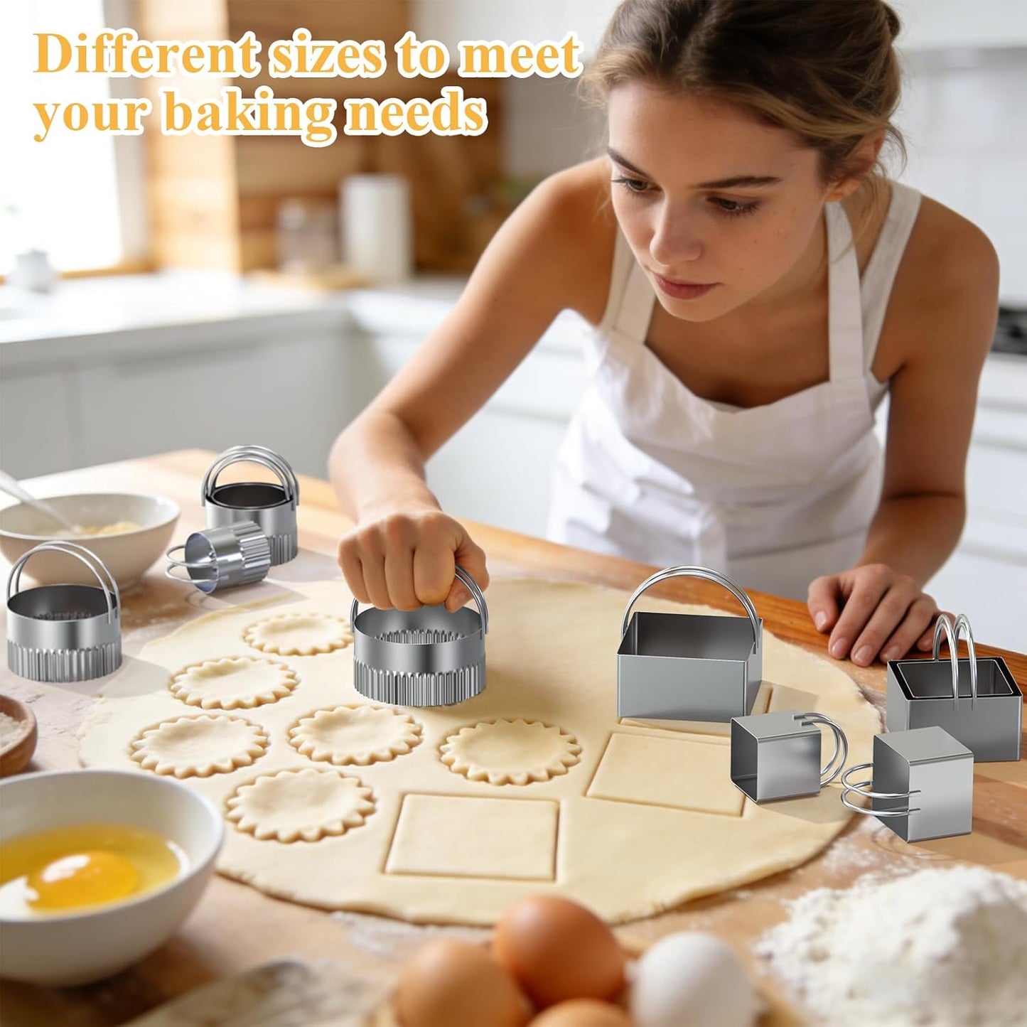 Biscuit Cutter Set, Dough Blender, Pastry Cutter, Biscuit Cutter, Dough Cutter,Pastry Cutter Set, Round Sifter,Baking Dough Tools for Cooking Cookies (3 Pcs/Set)