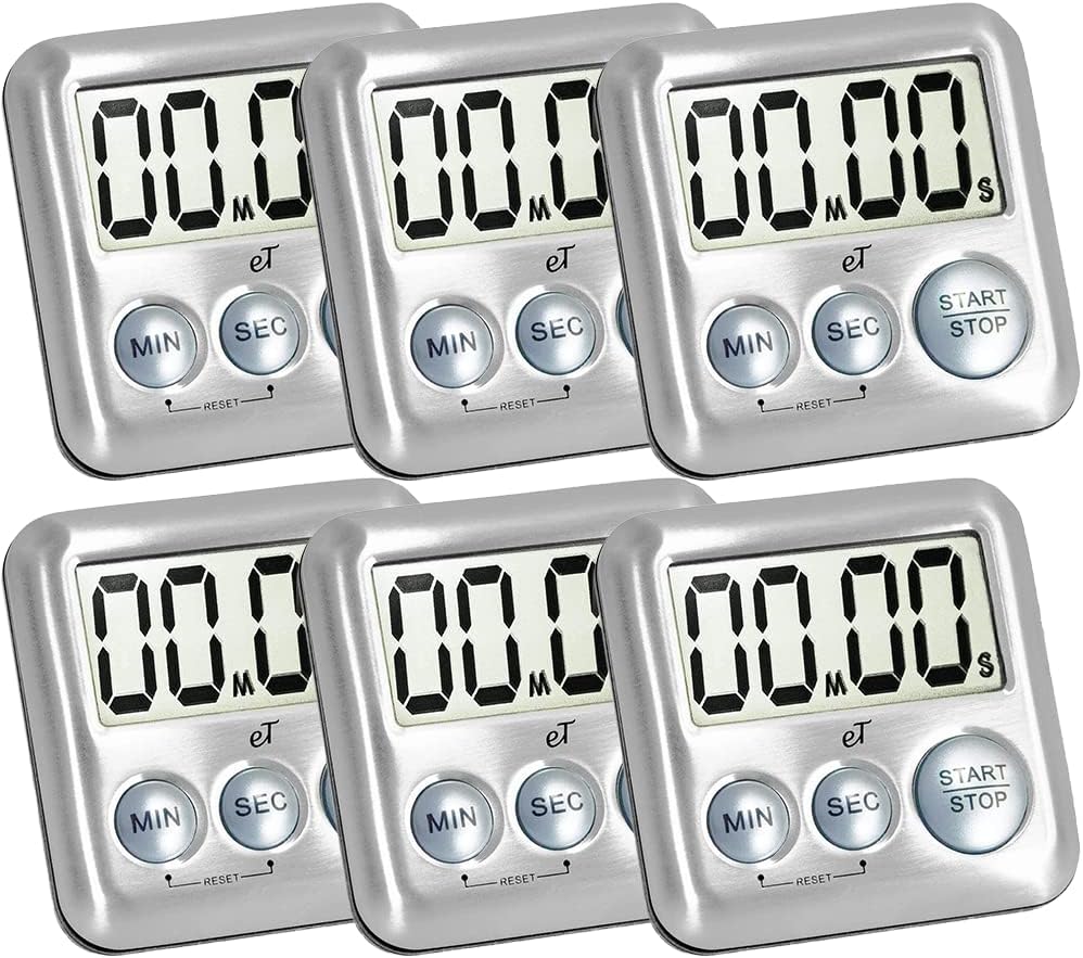 Elegant Digital Kitchen Timer Stainless Steel - Plumberry - Strong Magnetic Back - Kickstand - Loud Alarm - Large Display - Auto Memory - Auto Shut-Off - Model eT-24 (Plumberry) by eTradewinds