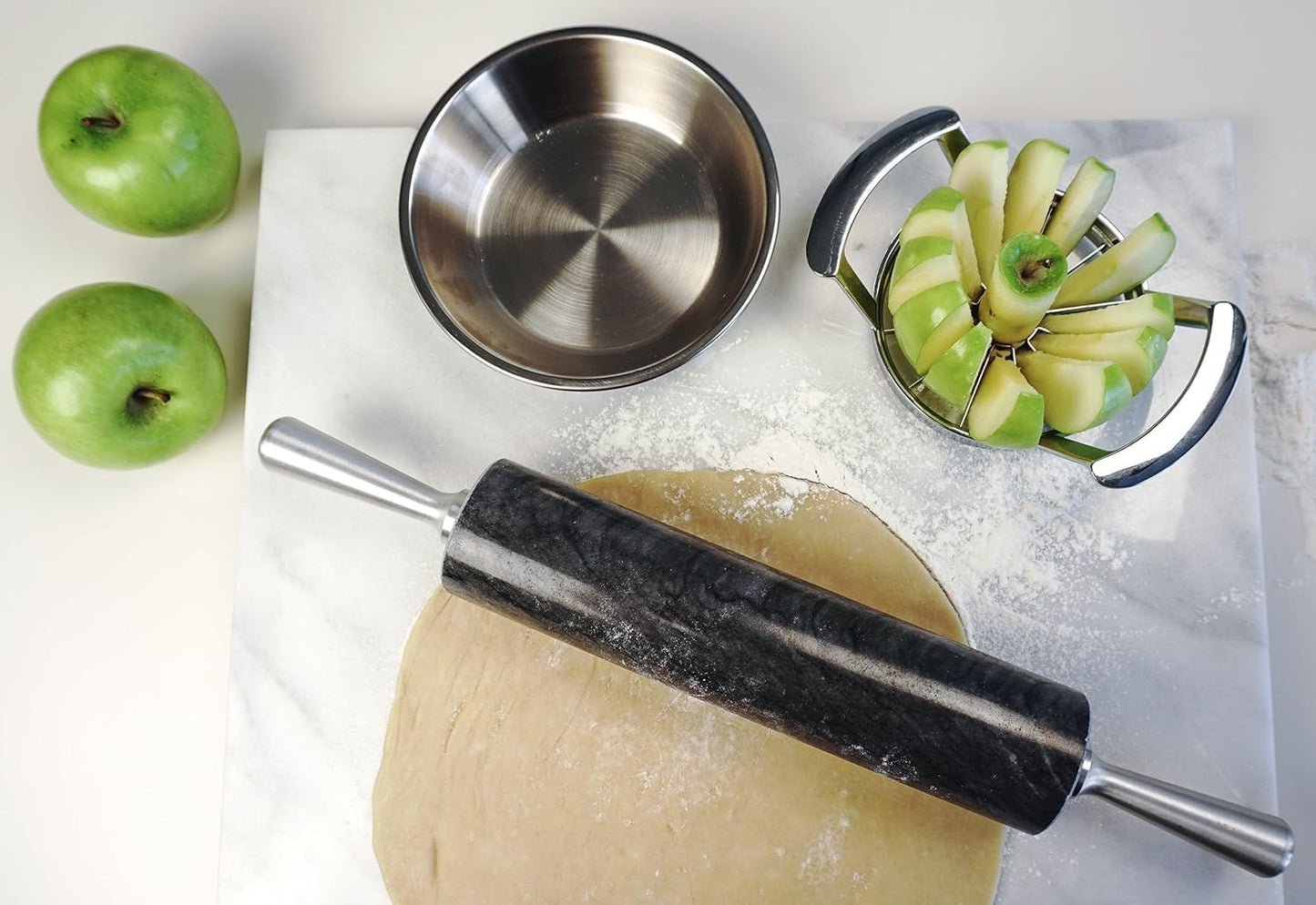 RSVP International Kitchen Tool Collection Core and Slice Apples, Jumbo Slicer, 7.32x4.92", Stainless Steel with Lid